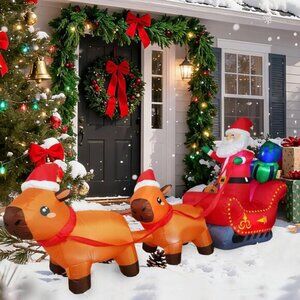 ⚡8FT Christmas Inflatable Santa Claus Capybara and Gift Boxes Outdoor Decoration